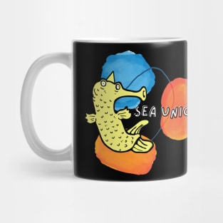 Sea Unicorn Comic Witzig Seepferdchen Tier Spaß Mug